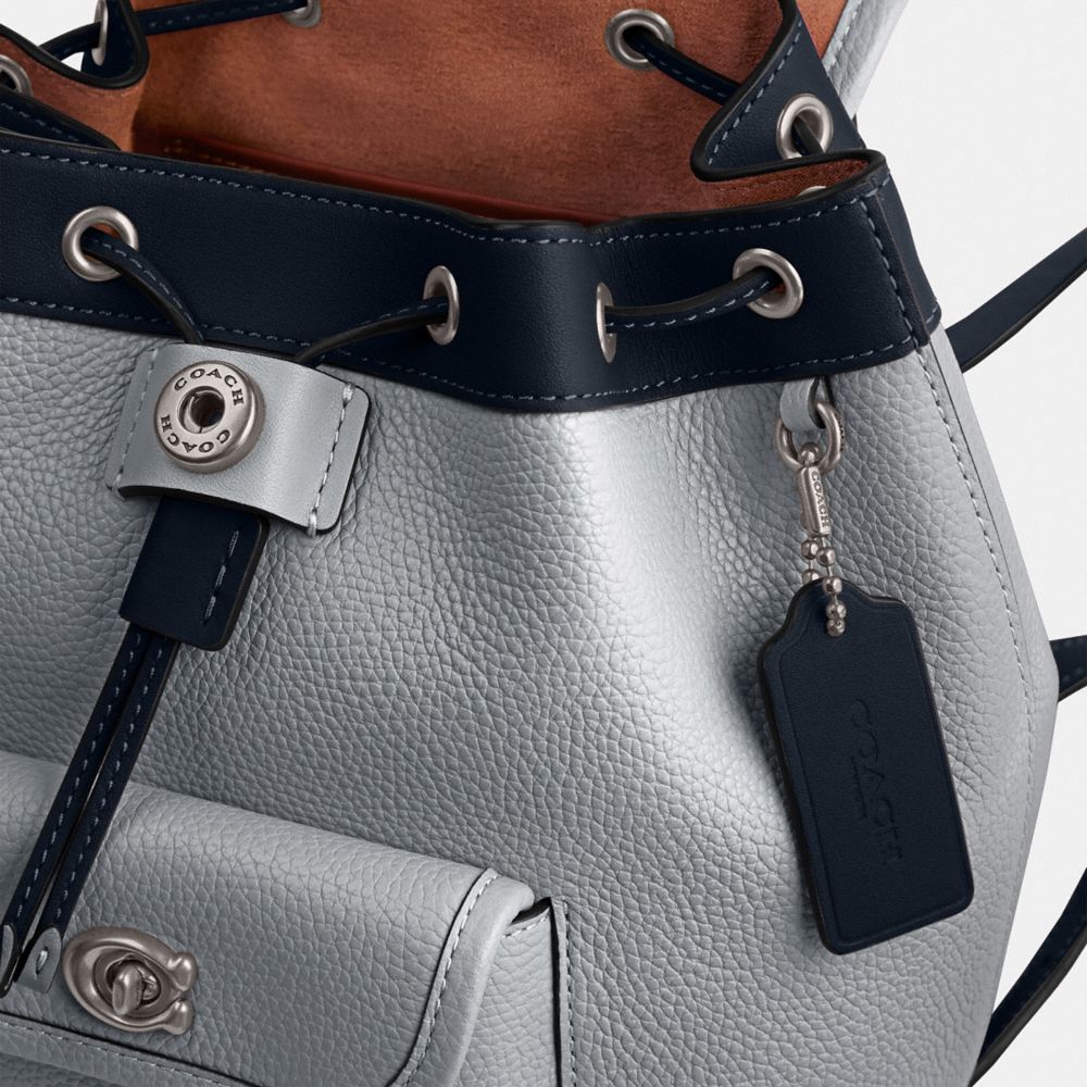 Coach Riya Backpack 21 In Colorblock Glovetanned Leather/Silver/Grey Blue Multi | COH865458
