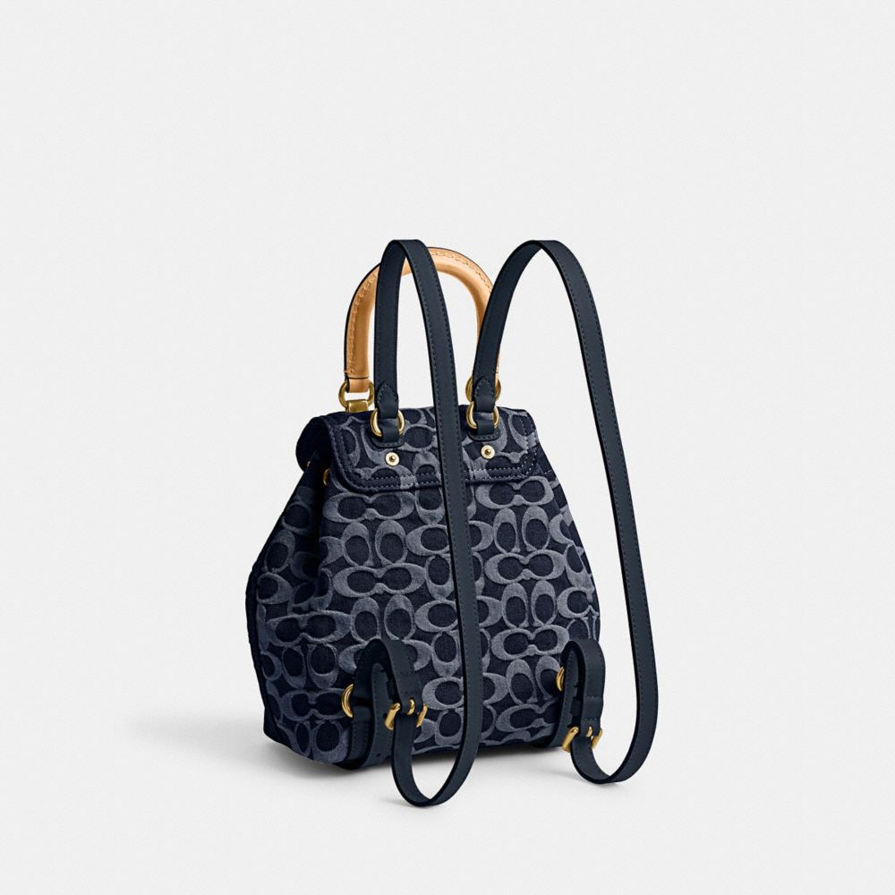 Coach Riya Backpack 21 In Signature Denim Denim/Brass/Blue | COH865479