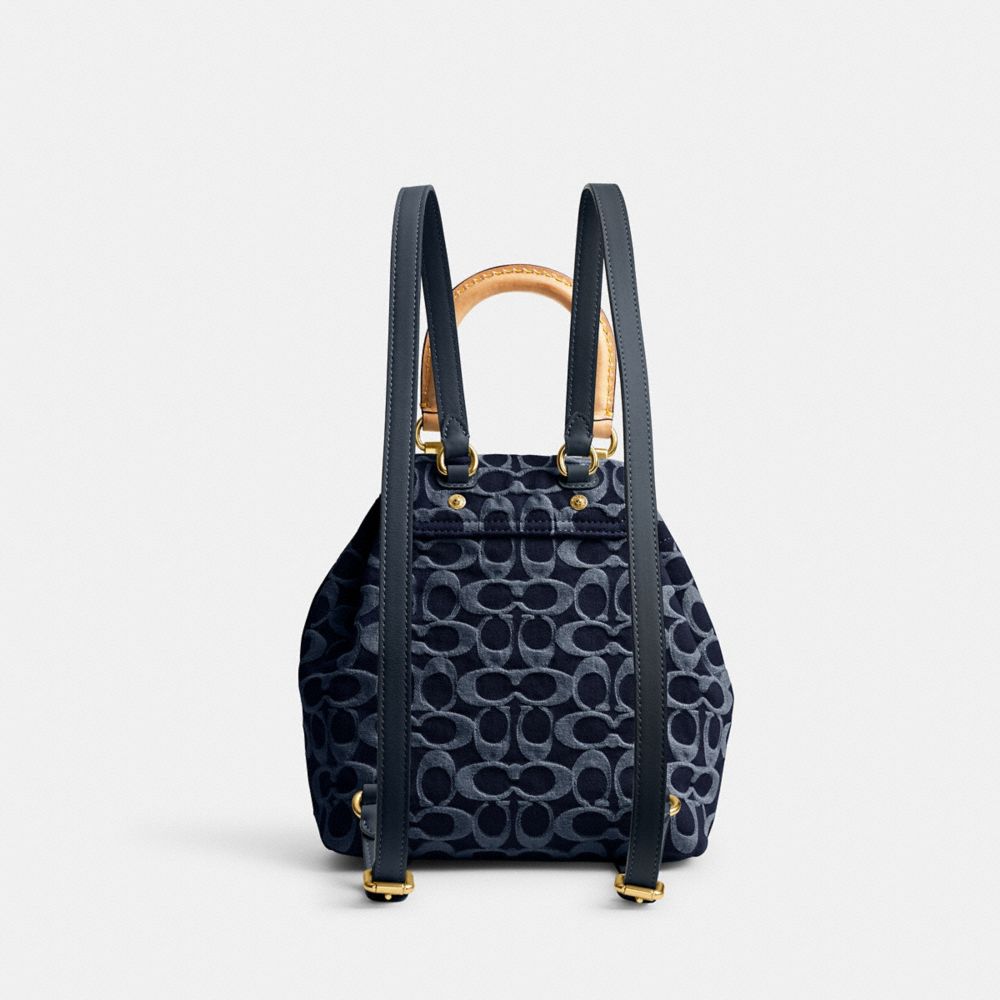 Coach Riya Backpack 21 In Signature Denim Denim/Brass/Blue | COH865479