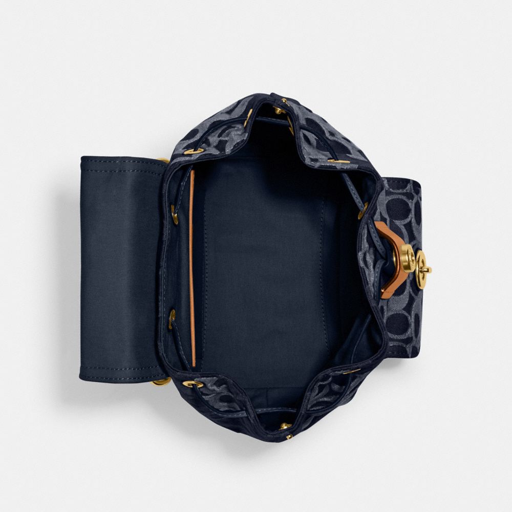 Coach Riya Backpack 21 In Signature Denim Denim/Brass/Blue | COH865479
