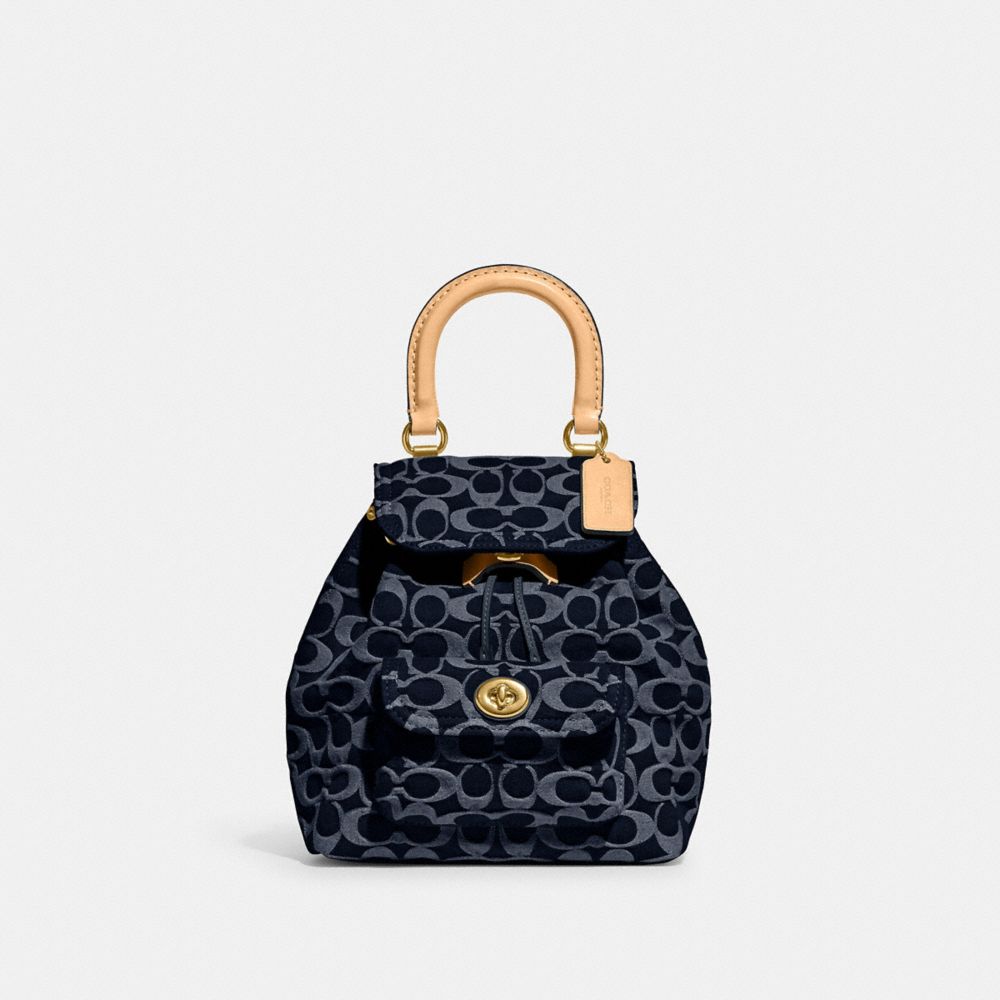 Coach Riya Backpack 21 In Signature Denim Denim/Brass/Blue | COH865479