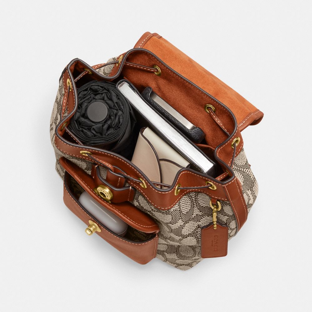 Coach Riya Backpack 21 In Signature Textile Jacquard Signature Jacquard/Brass/Cocoa Burnished Amb | COH865478