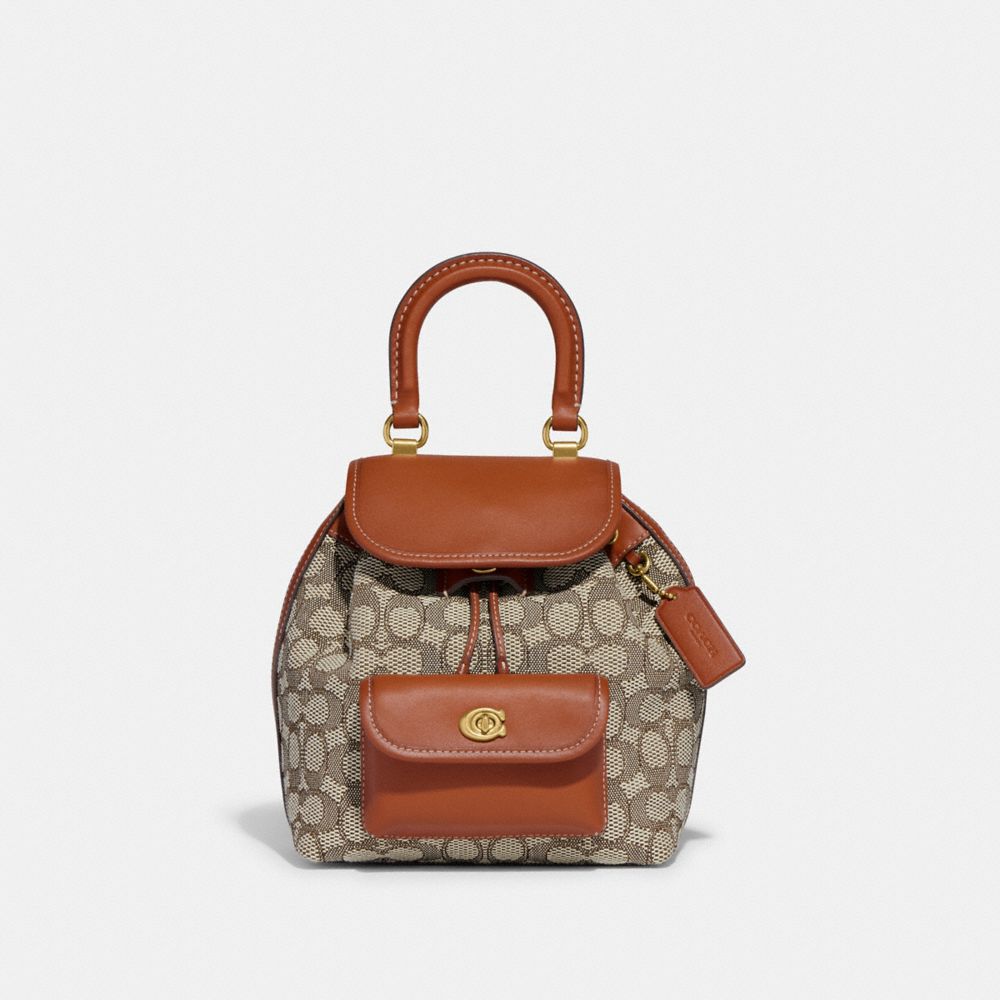 Coach Riya Backpack 21 In Signature Textile Jacquard Signature Jacquard/Brass/Cocoa Burnished Amb | COH865478