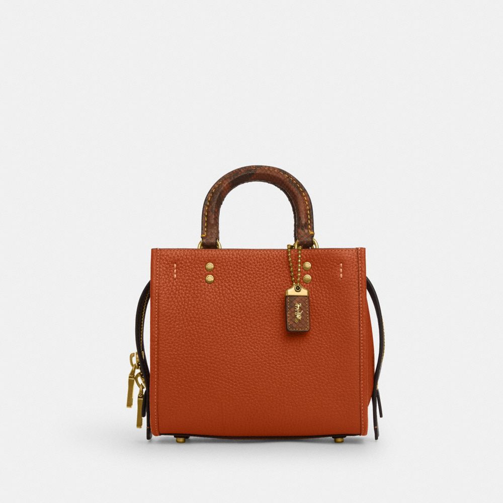 Coach Rogue 20 In Regenerative Leather With Snakeskin Detail Brass/Ginger | COH865341