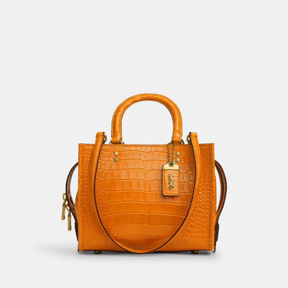 Coach Rogue Bag 25 In Alligator Brass/Orange | COH865120