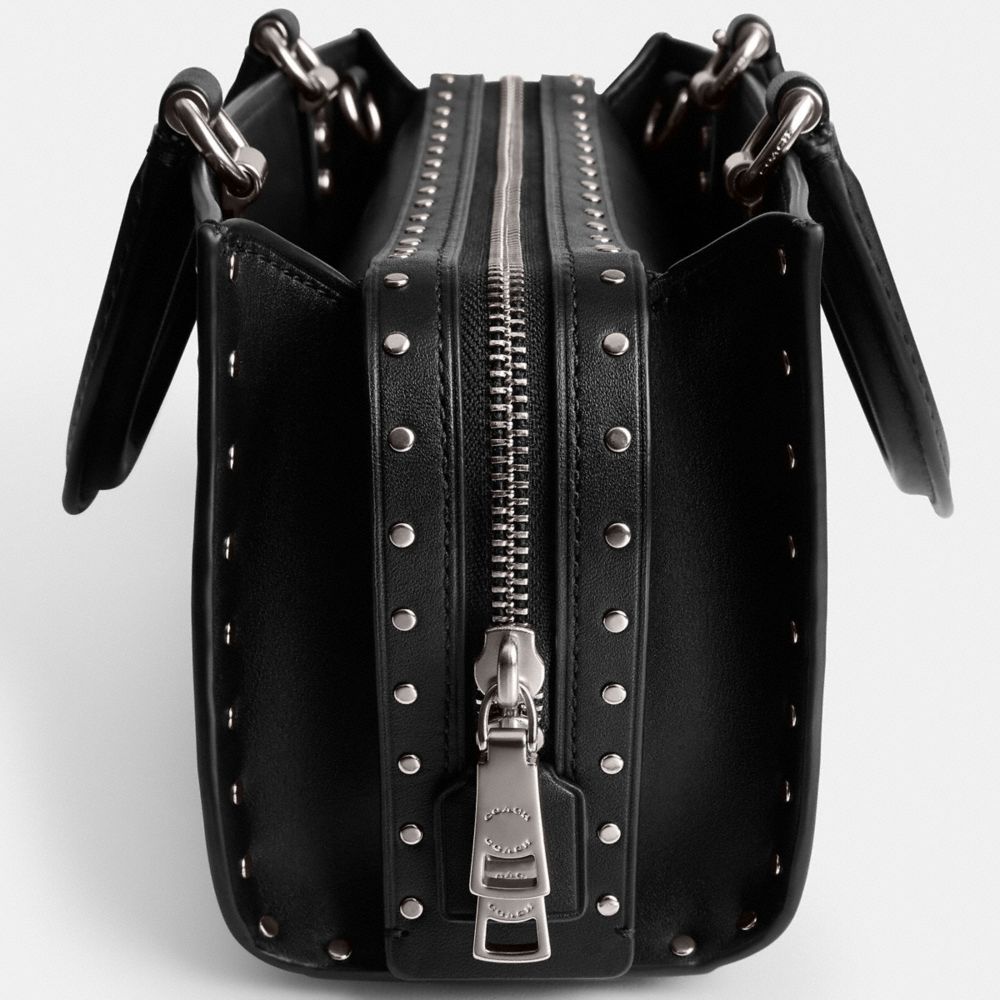 Coach Rogue Bag 26 With Rivets Silver/Black | COH865181