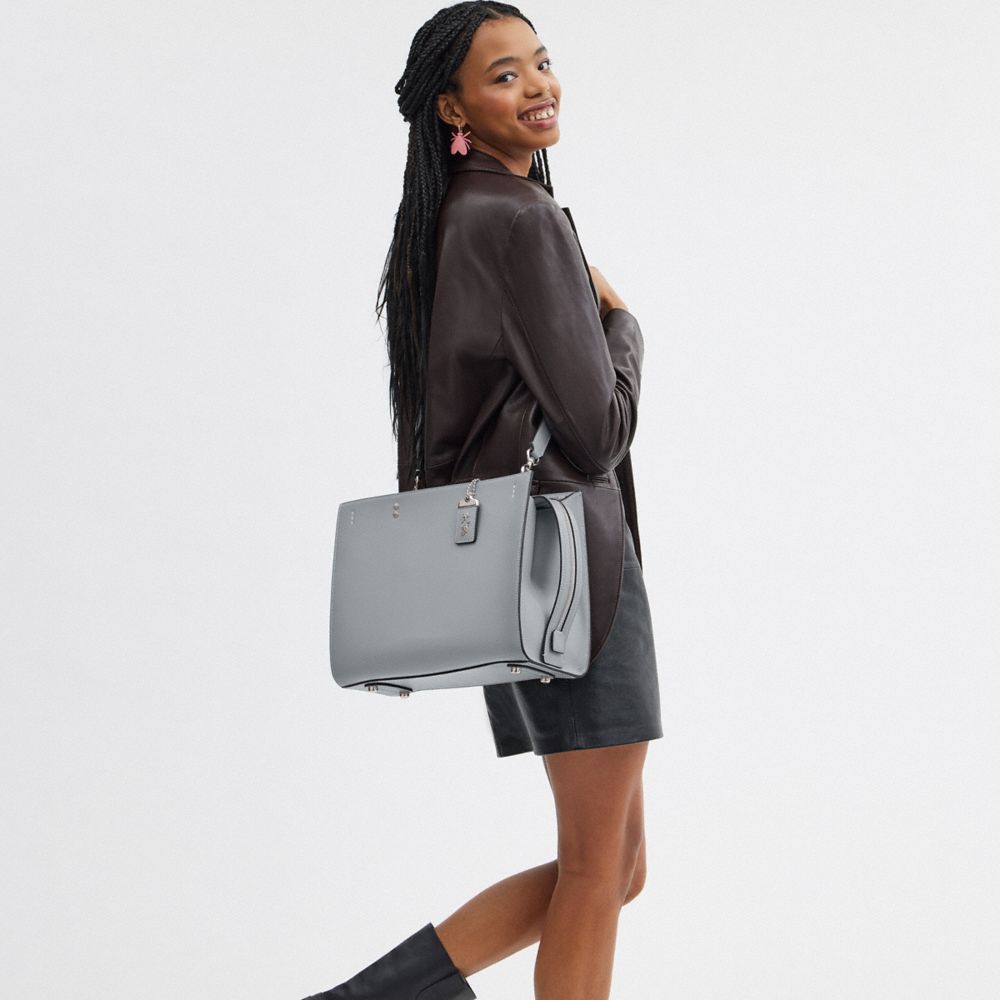 Coach Rogue Bag Glovetan Leather/Silver/Grey Blue | COH865119