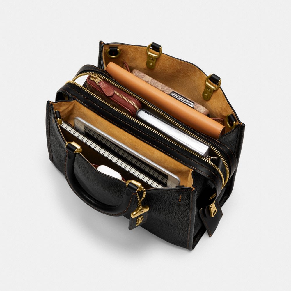 Coach Rogue Bag In Regenerative Leather Pebble Leather/Brass/Black | COH864932