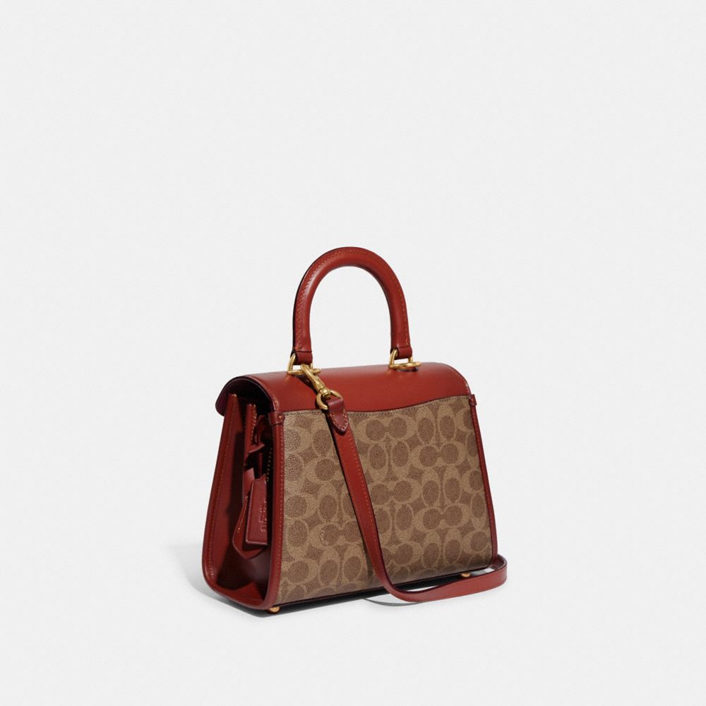 Coach Sammy Top Handle Bag In Signature Canvas Coated Canvas/Brass/Tan/Rust | COH865407