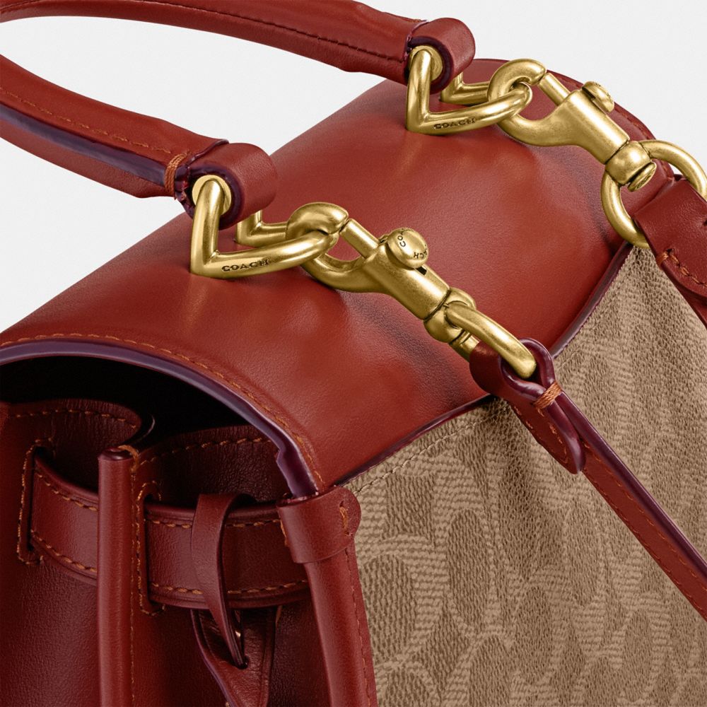 Coach Sammy Top Handle Bag In Signature Canvas Coated Canvas/Brass/Tan/Rust | COH865407