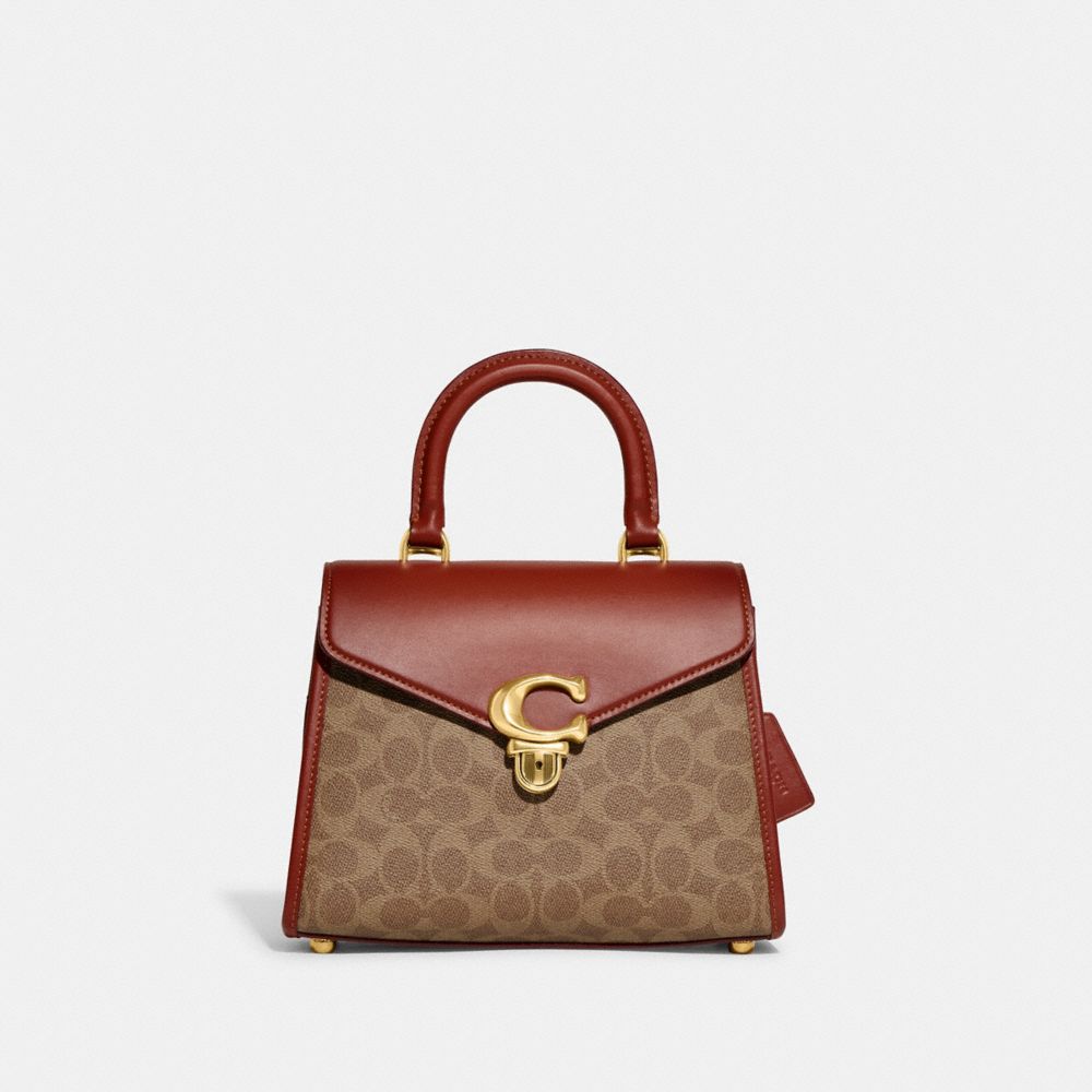 Coach Sammy Top Handle Bag In Signature Canvas Coated Canvas/Brass/Tan/Rust | COH865407