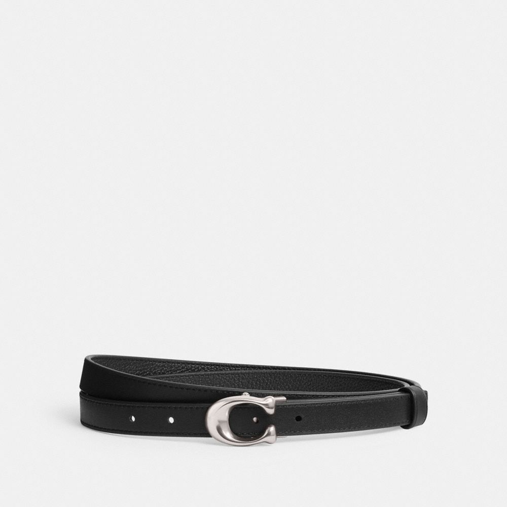 Coach Sculpted Signature Buckle Reversible Belt, 20 Mm Silver/Black | COH866316