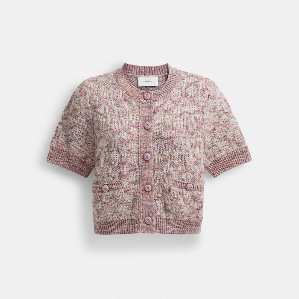 Coach Short Sleeve Knit Top Pink/Multi | COH866004