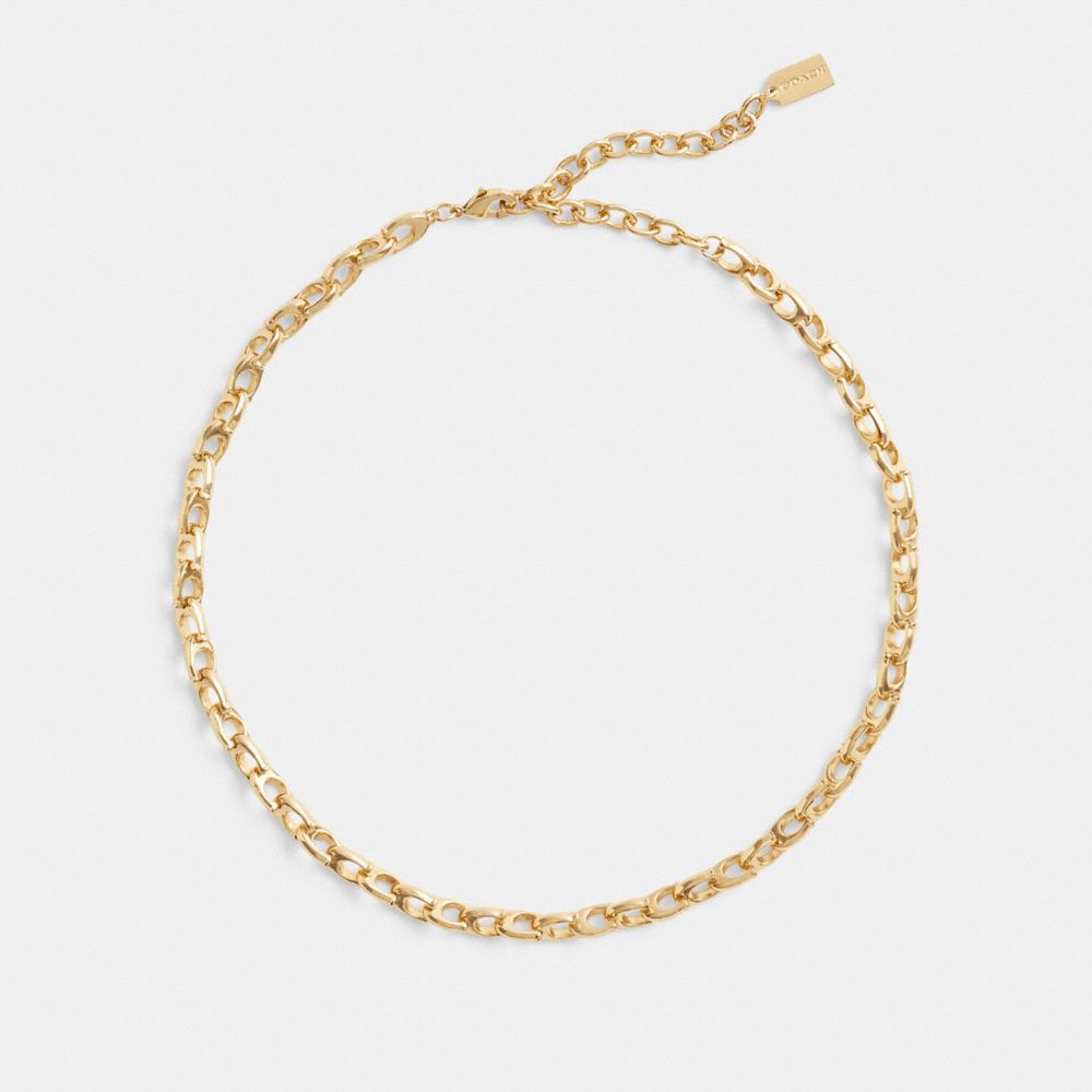 Coach Signature Chain Link Choker Necklace Gold | COH866142