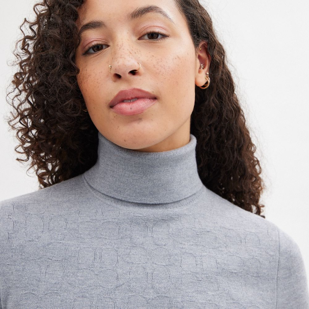 Coach Signature Cropped Turtleneck Heather Grey | COH865982