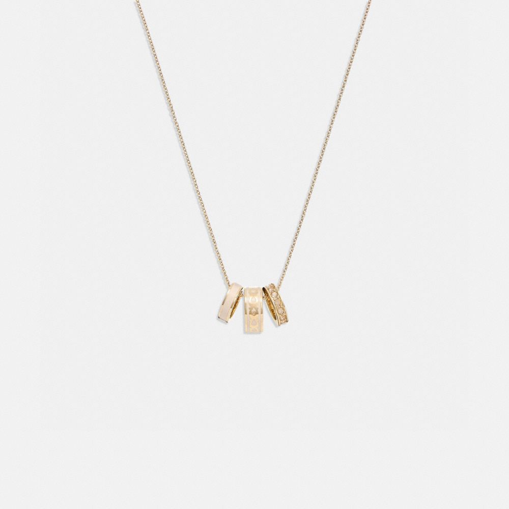 Coach Signature Enamel Necklace Gold/Chalk | COH866088