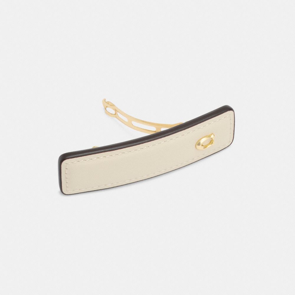 Coach Signature Leather Barrette Chalk | COH866146