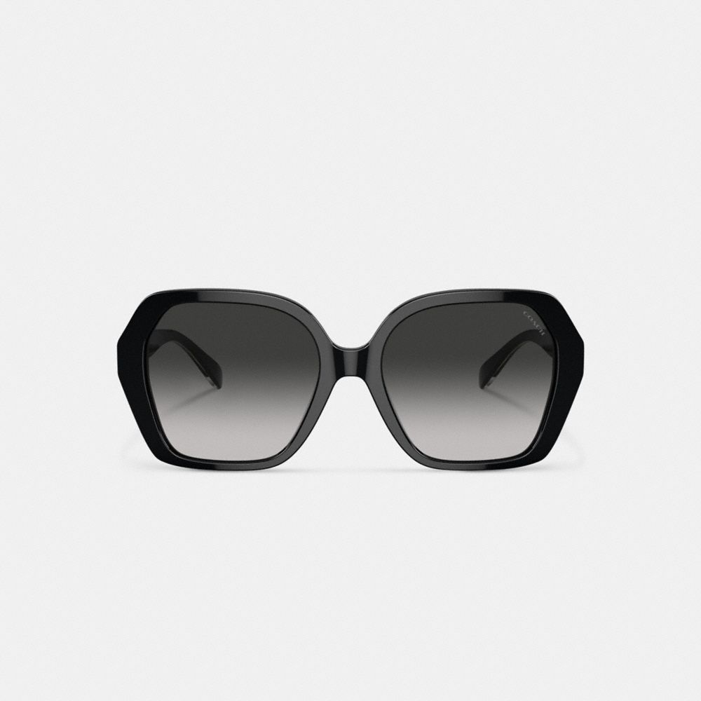 Coach Signature Ombré Geometric Square Sunglasses Grey Gradient | COH866348