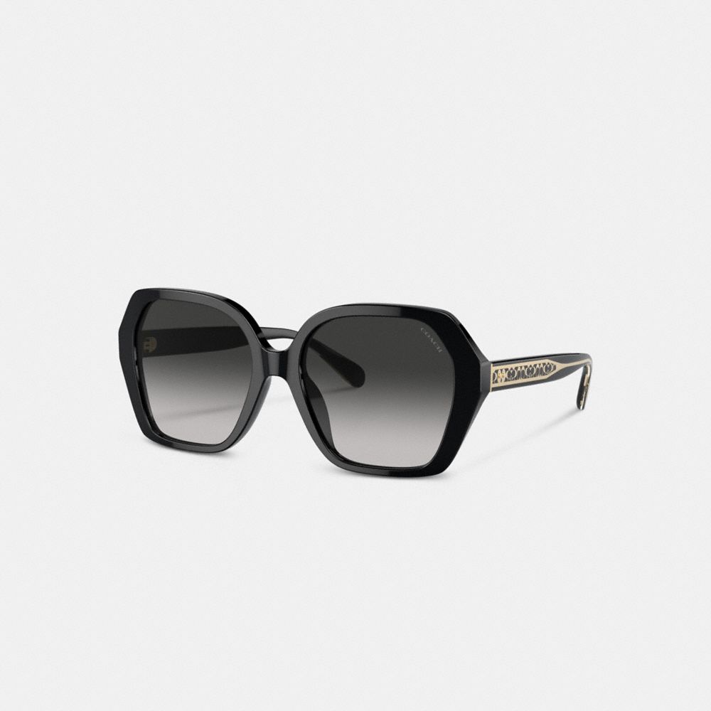 Coach Signature Ombré Geometric Square Sunglasses Grey Gradient | COH866348