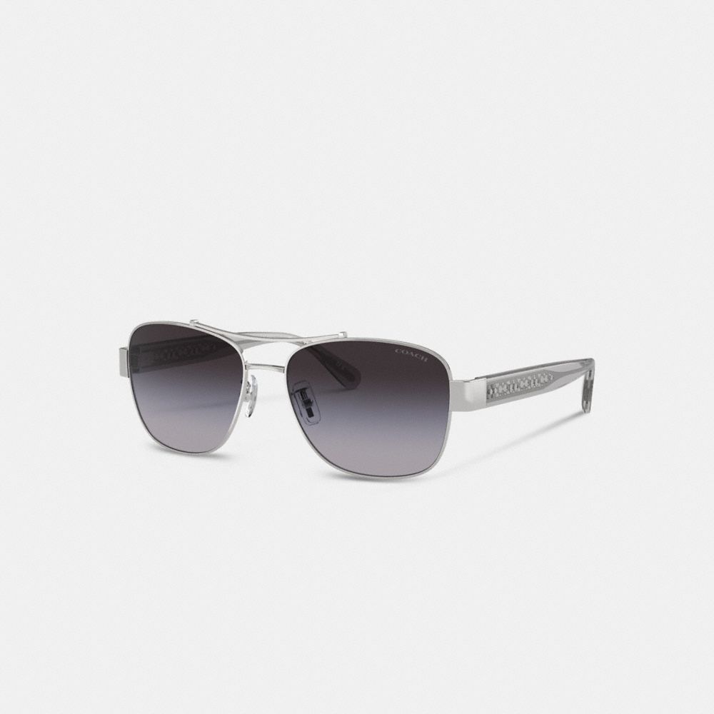 Coach Signature Ombré Narrow Pilot Sunglasses Grey Gradient | COH866346