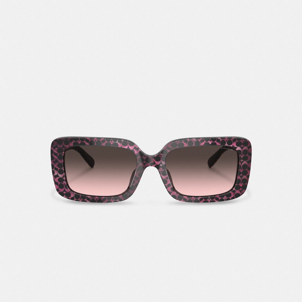 Coach Signature Oversized Rectangle Sunglasses Black/Pink | COH866333