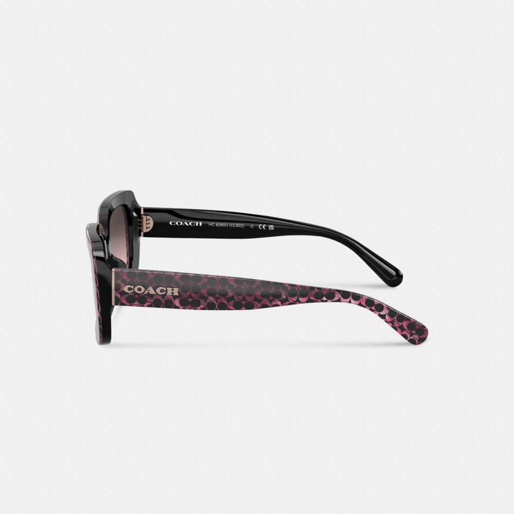 Coach Signature Oversized Rectangle Sunglasses Black/Pink | COH866333