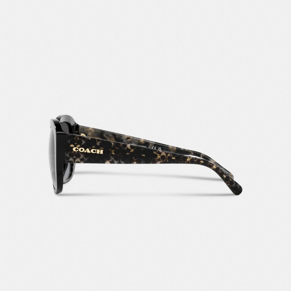Coach Signature Oversized Square Sunglasses Black /Black Signature | COH866350