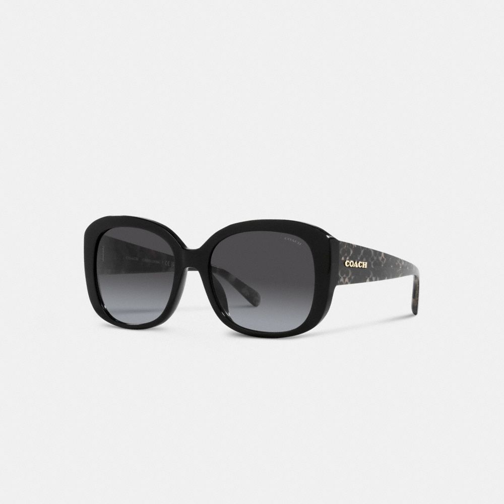Coach Signature Oversized Square Sunglasses Black /Black Signature | COH866350