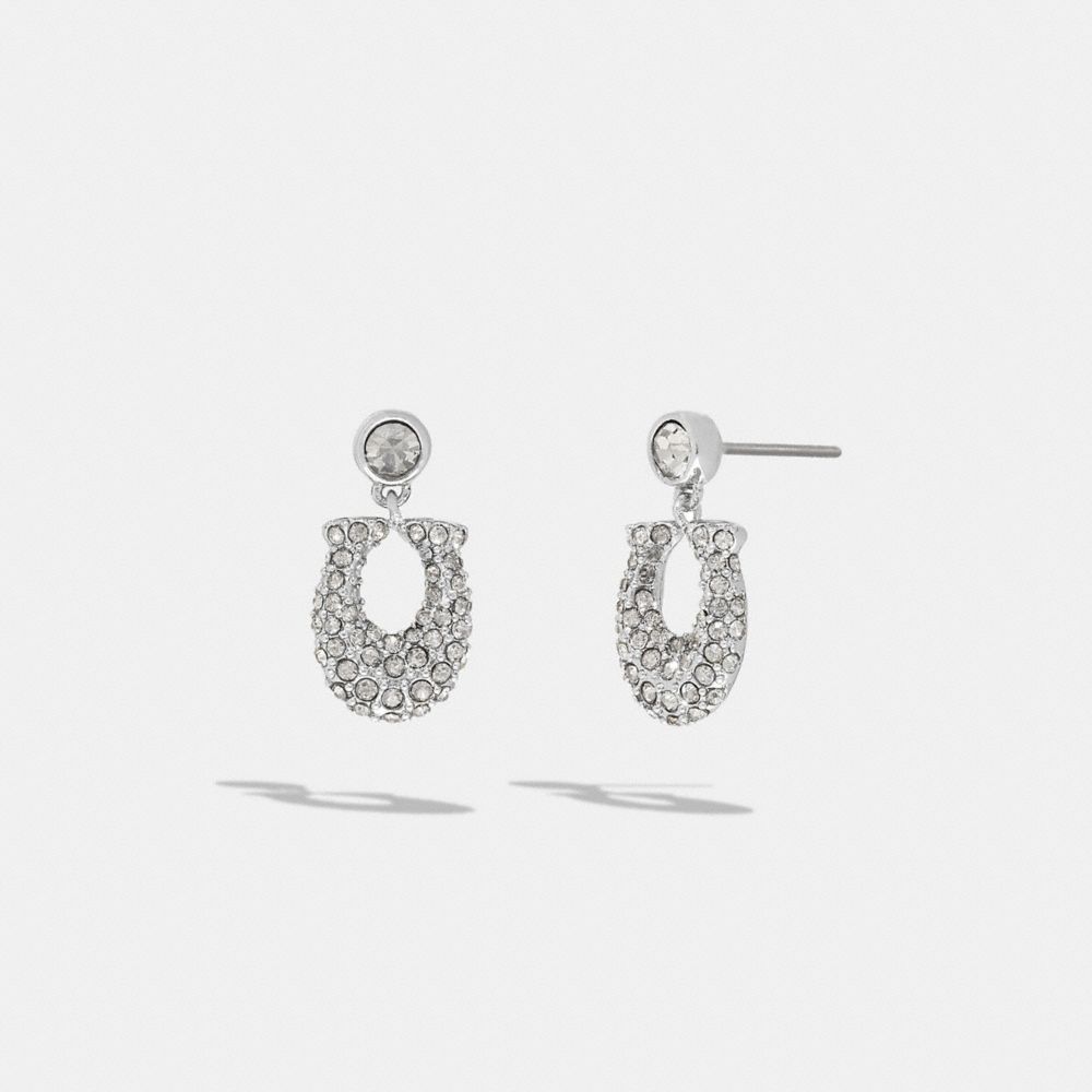 Coach Signature Pavé Earrings Silver & Clear | COH866077