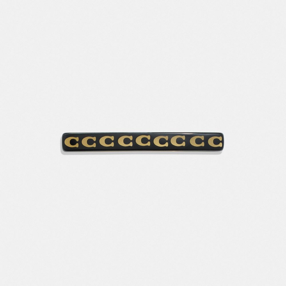 Coach Signature Resin Thin Hair Barrette Gold/Black | COH866097