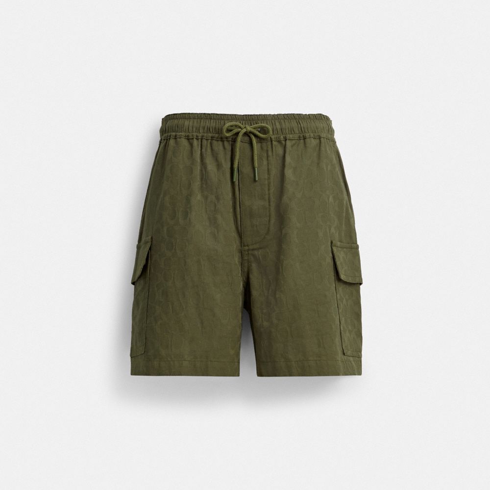 Coach Signature Shorts In Organic Cotton Green | COH866954
