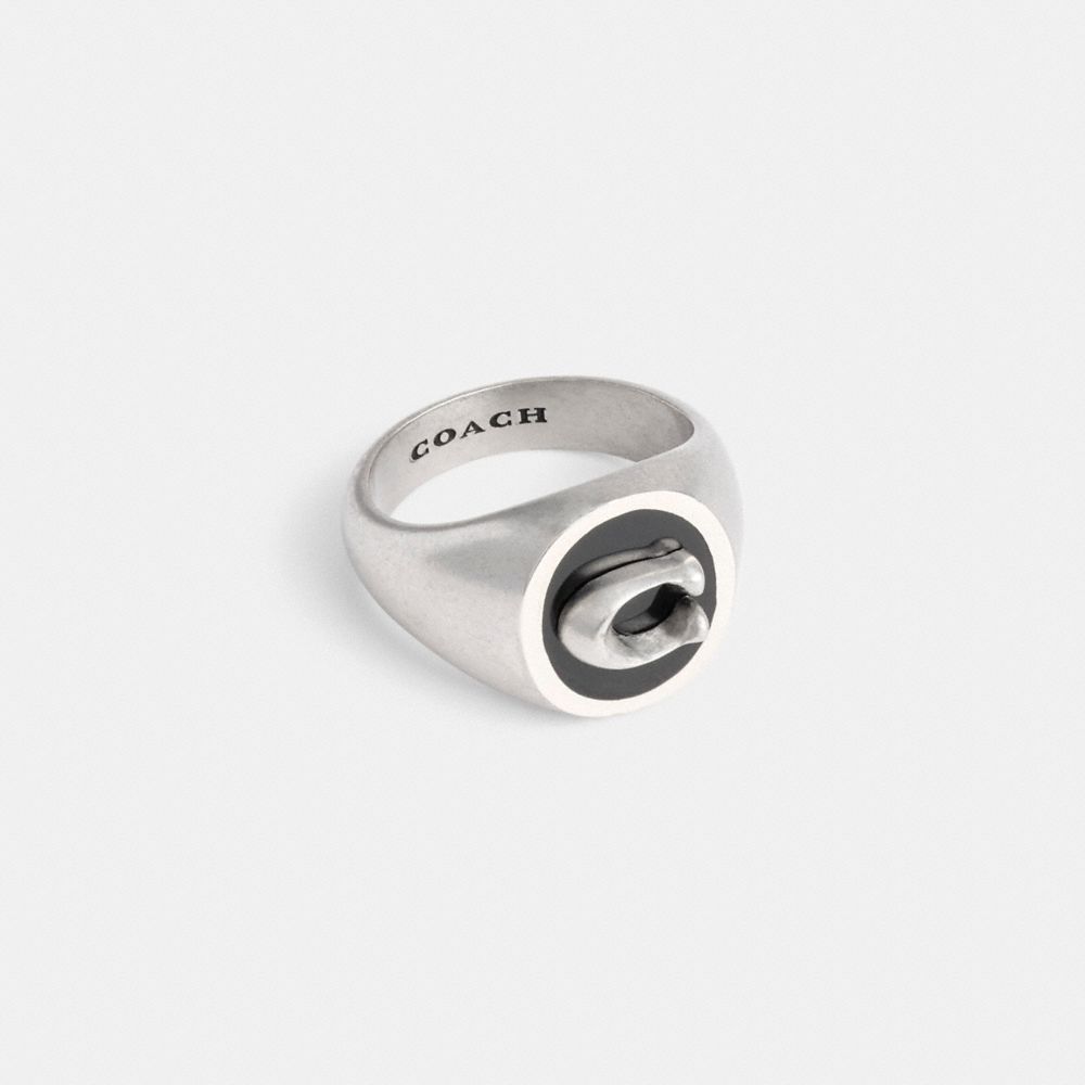 Coach Signature Signet Ring Silver | COH867007