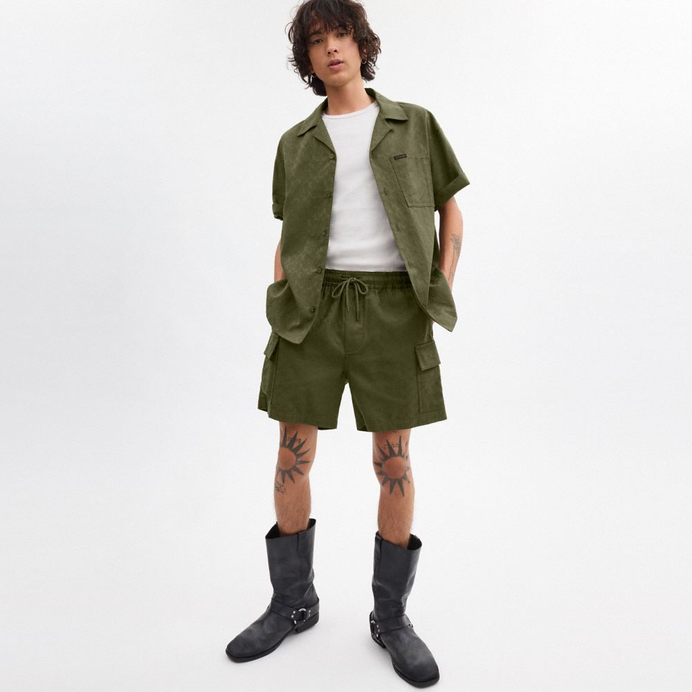Coach Signature Woven Shirt In Organic Cotton Green | COH866909