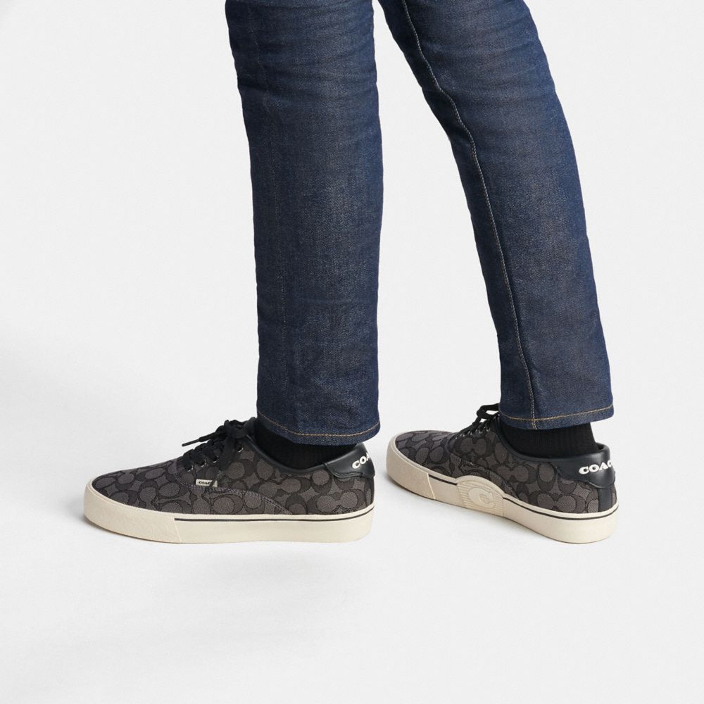 Coach Skate Lace Up Sneaker In Signature Jacquard Black | COH866790