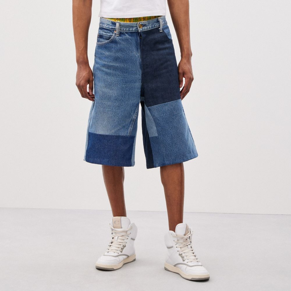 Coach Skater Shorts In Repurposed Denim Denim | COH866937