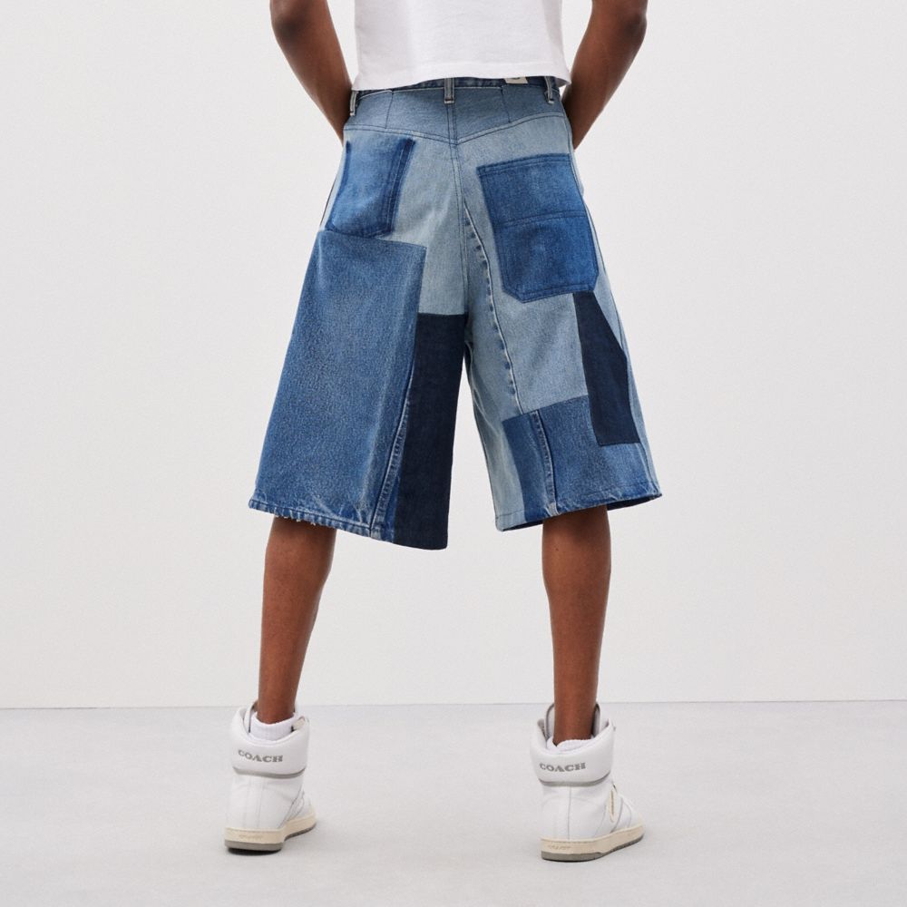 Coach Skater Shorts In Repurposed Denim Denim | COH866937