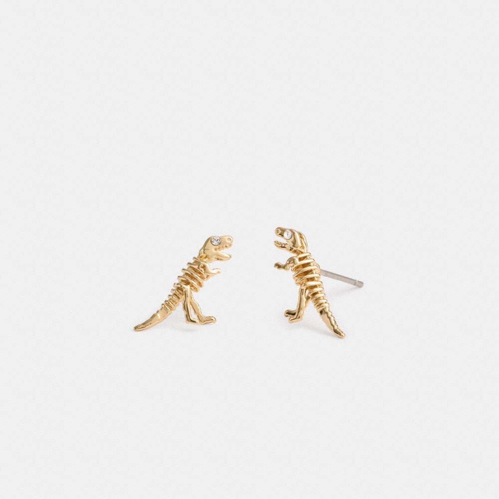 Coach Skeletal Rexy Stud Earrings Gold | COH866135