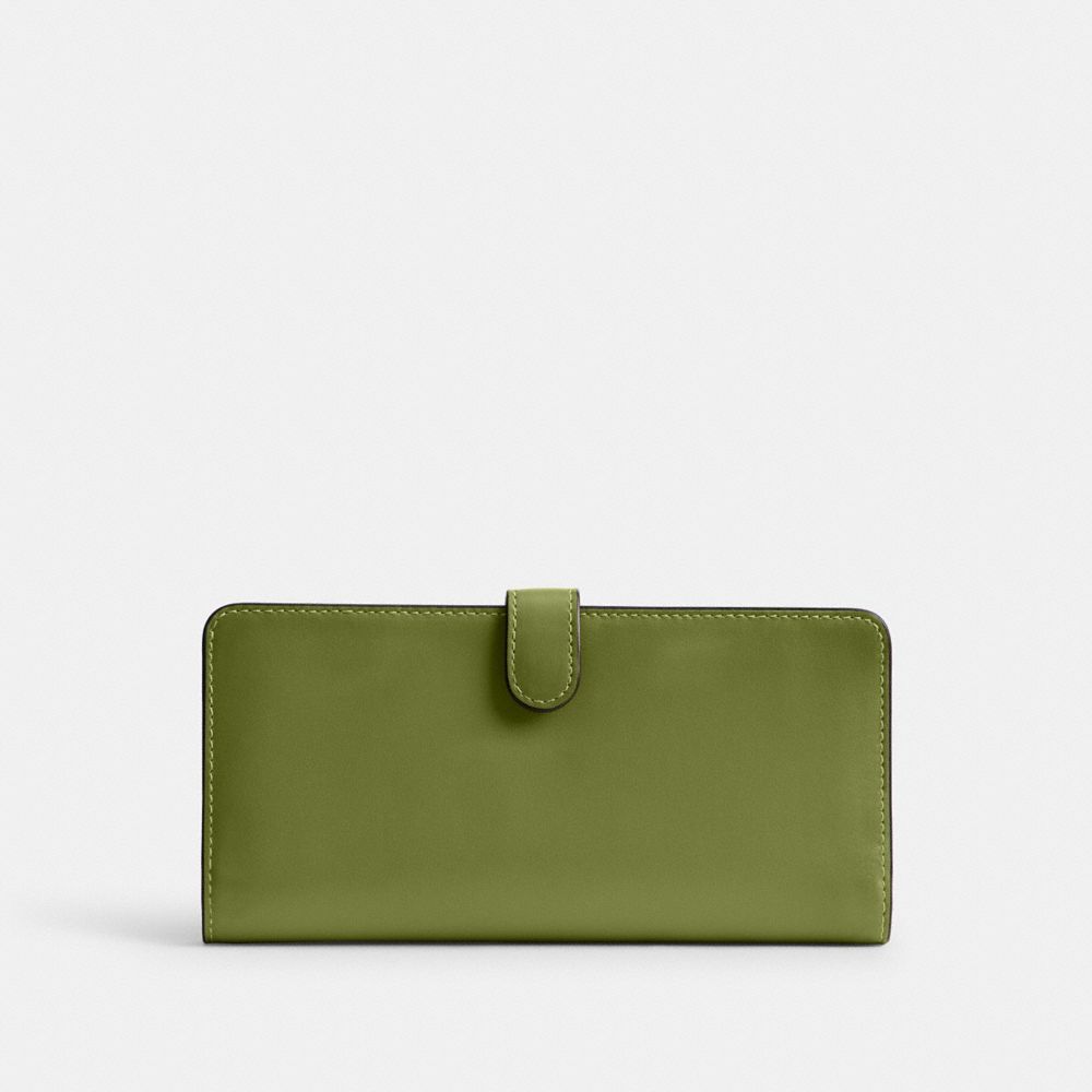 Coach Skinny Wallet Refined Calf Leather/Silver/Dark Lime | COH865485