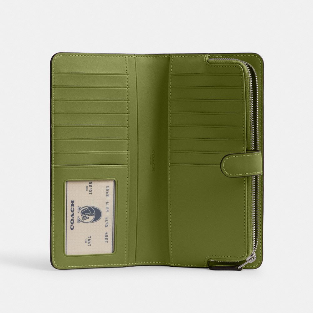 Coach Skinny Wallet Refined Calf Leather/Silver/Dark Lime | COH865485