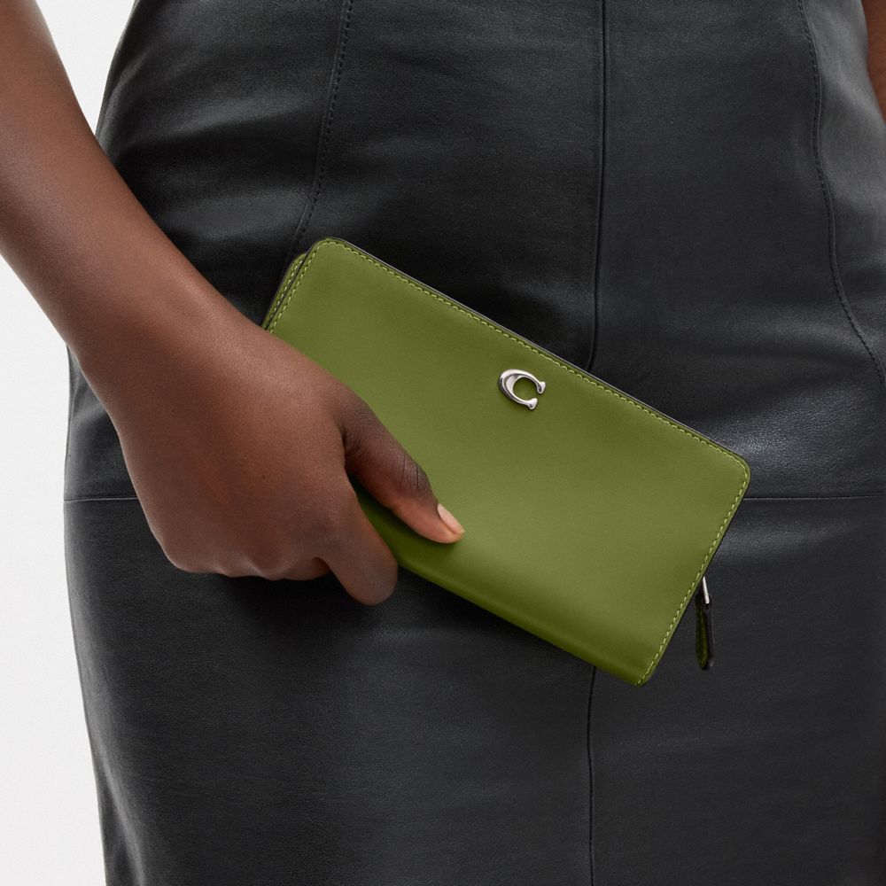 Coach Skinny Wallet Refined Calf Leather/Silver/Dark Lime | COH865485