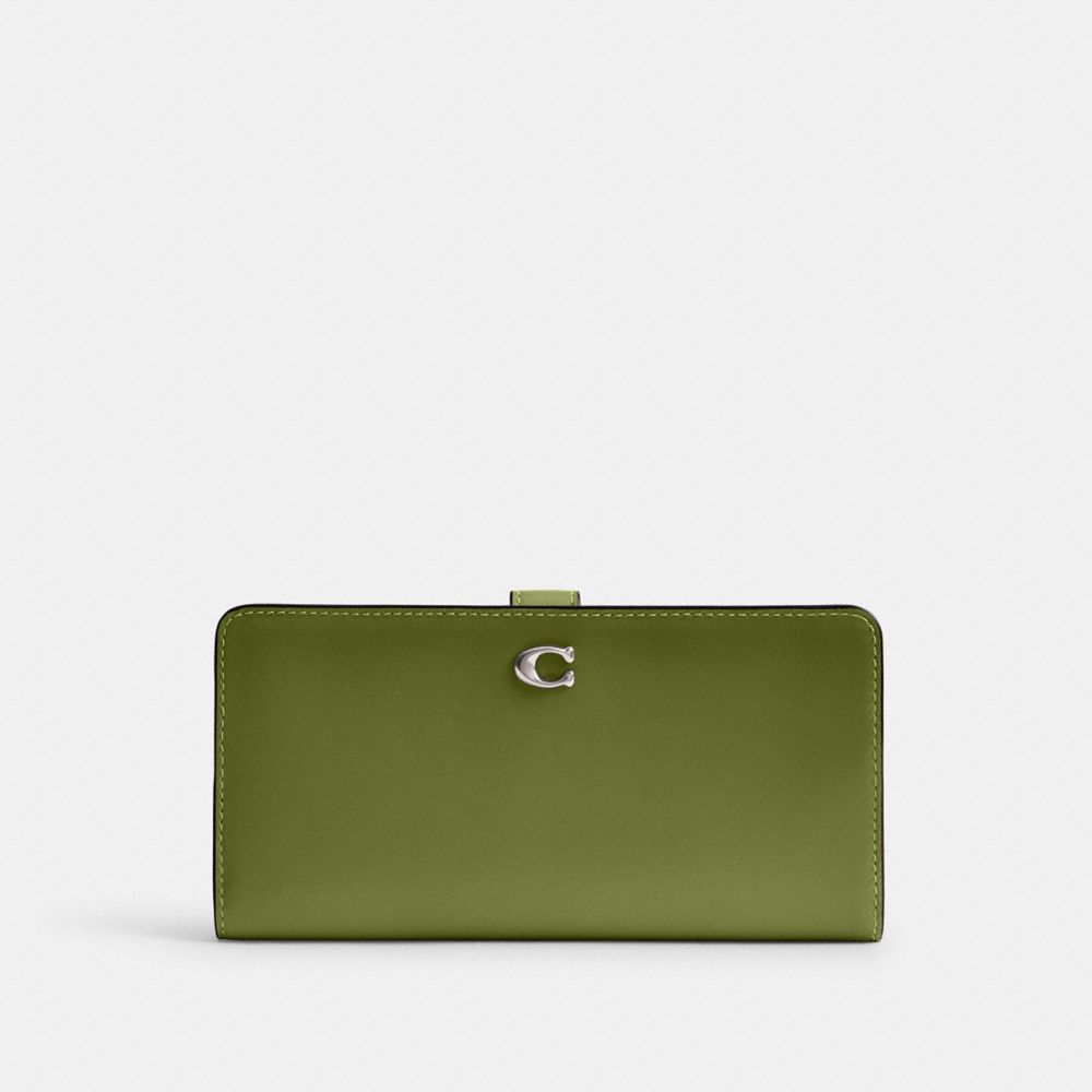 Coach Skinny Wallet Refined Calf Leather/Silver/Dark Lime | COH865485