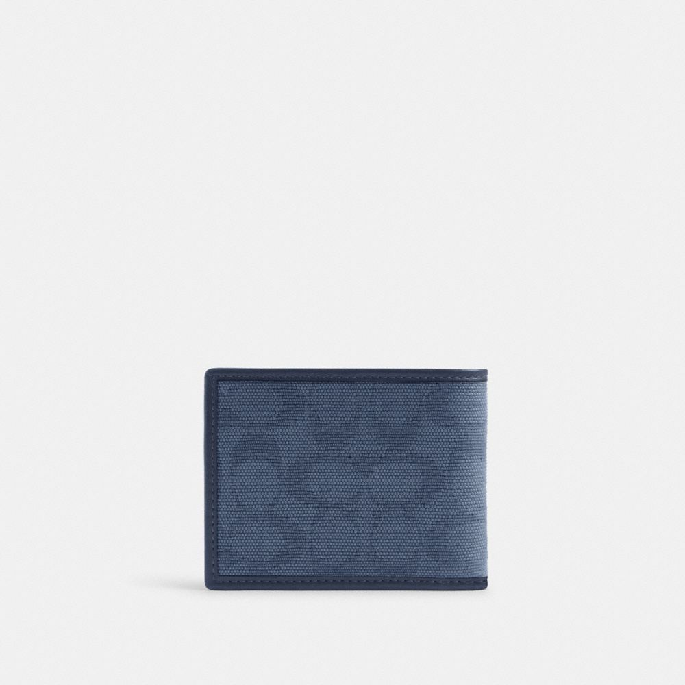 Coach Slim Billfold Wallet In Signature Canvas Jacquard Washed Chambray | COH866701