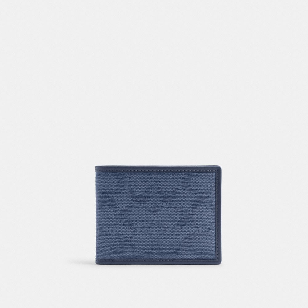 Coach Slim Billfold Wallet In Signature Canvas Jacquard Washed Chambray | COH866701