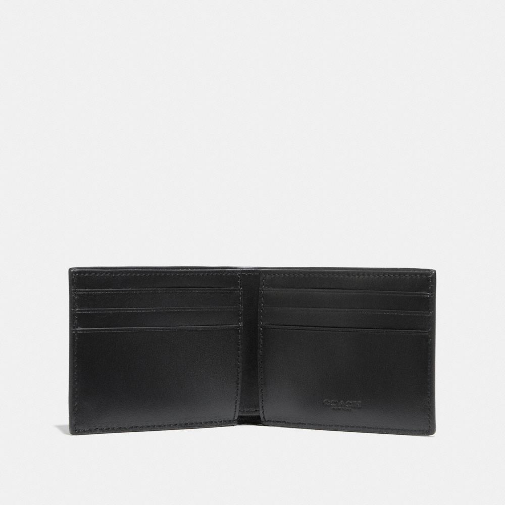 Coach Slim Billfold Wallet In Signature Canvas Signature Coated Canvas/Smooth Leather/Charcoal/Black | COH866709