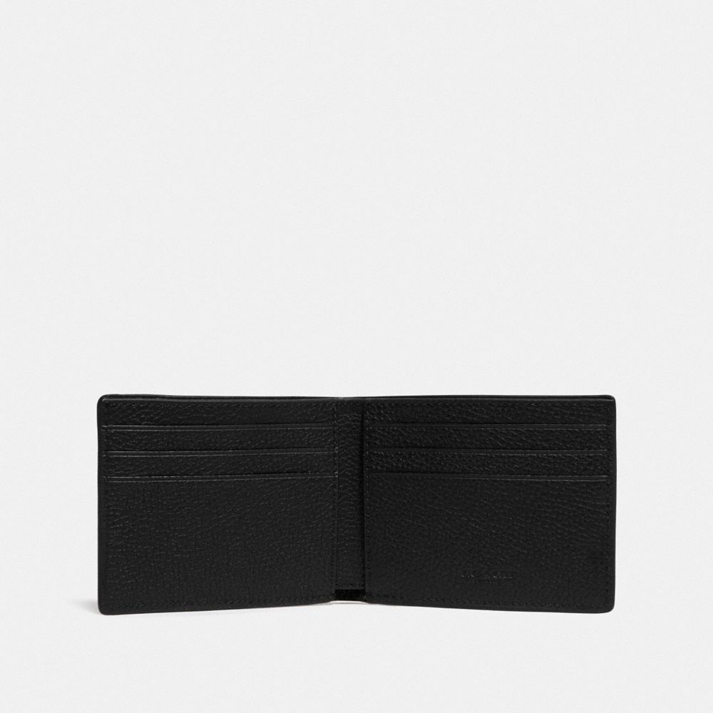 Coach Slim Billfold Wallet In Signature Leather Pebble Leather/Black | COH866710