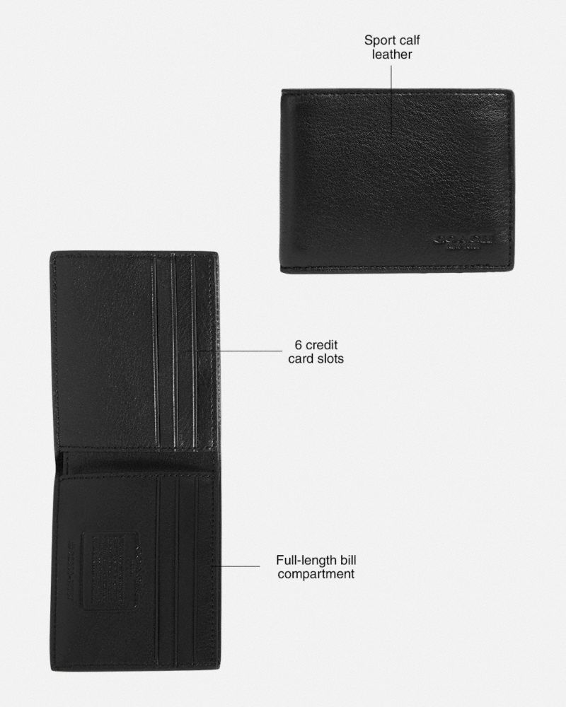 Coach Slim Billfold Wallet Sport Calf Leather/Mahogany Brown | COH866694