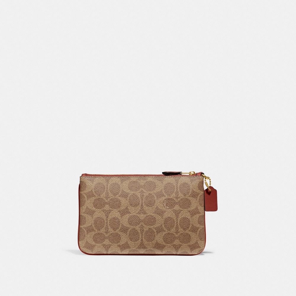 Coach Small Wristlet In Signature Canvas Coated Canvas/Brass/Tan/Rust | COH865645