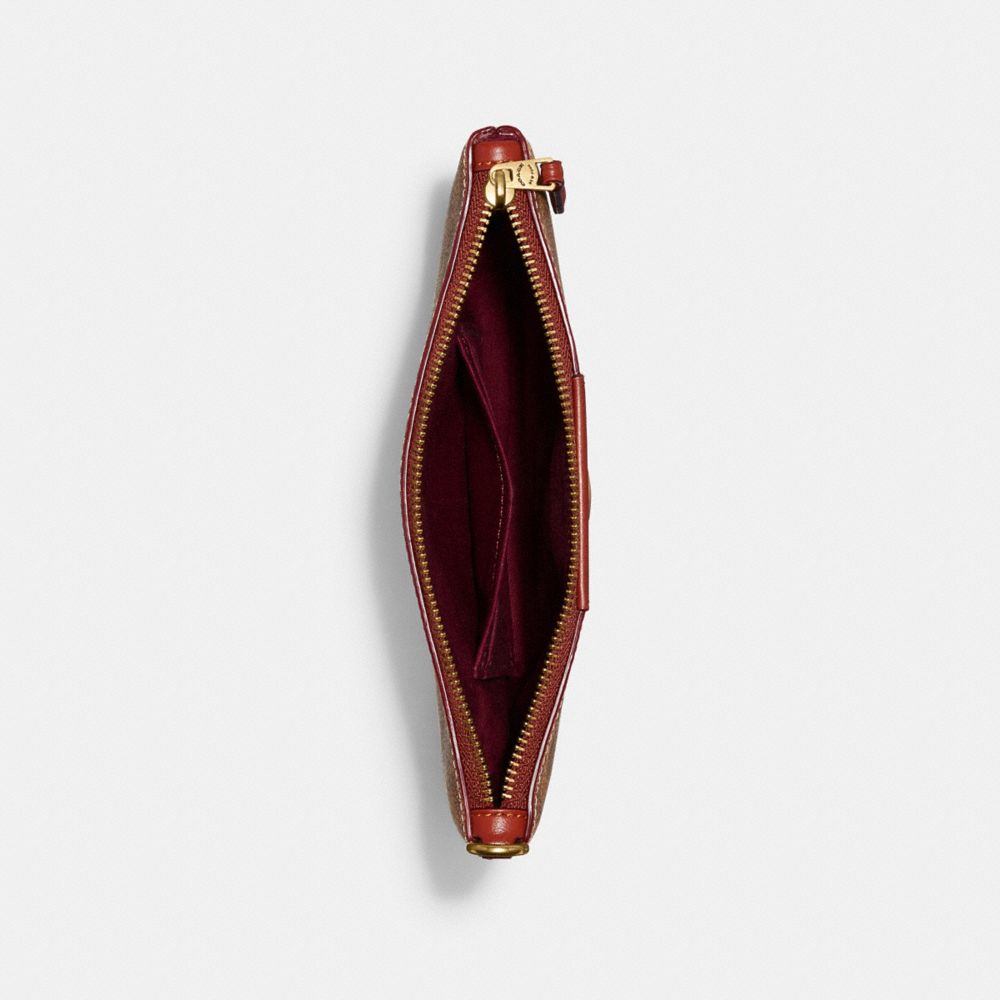 Coach Small Wristlet In Signature Canvas Coated Canvas/Brass/Tan/Rust | COH865645