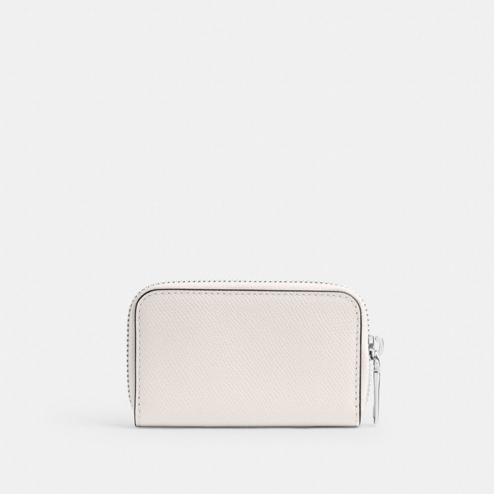 Coach Small Zip Around Card Case Crossgrain Leather/Chalk | COH866738