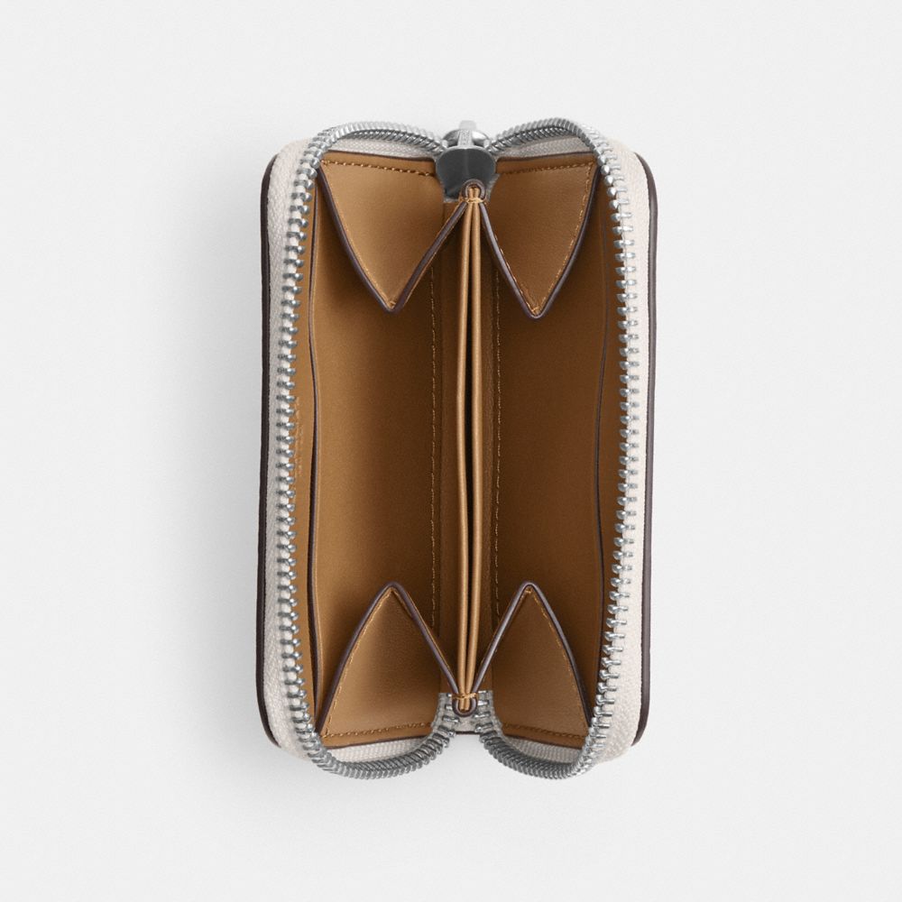 Coach Small Zip Around Card Case Crossgrain Leather/Chalk | COH866738